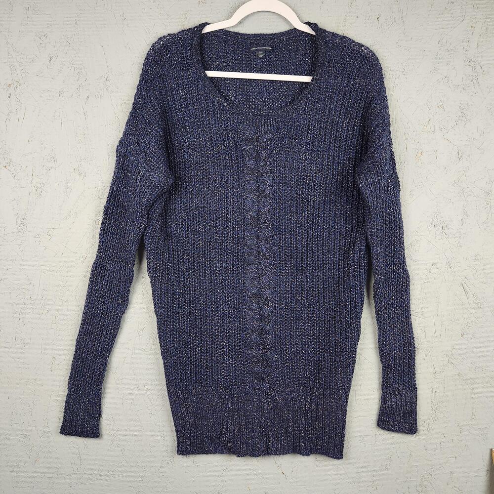 American Eagle Outfitters Sweater Womens Medium Blue Marled Cable Knit Pullover